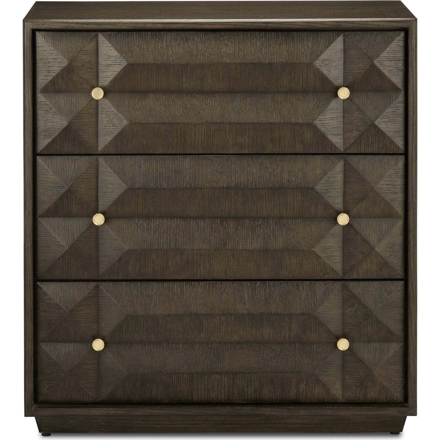 001 SI-1923982 | Additional Silo | Kendall Chest by Currey and Company in dove gray, polished brass. Made from oak solids, veneers, brass in a transitional style.