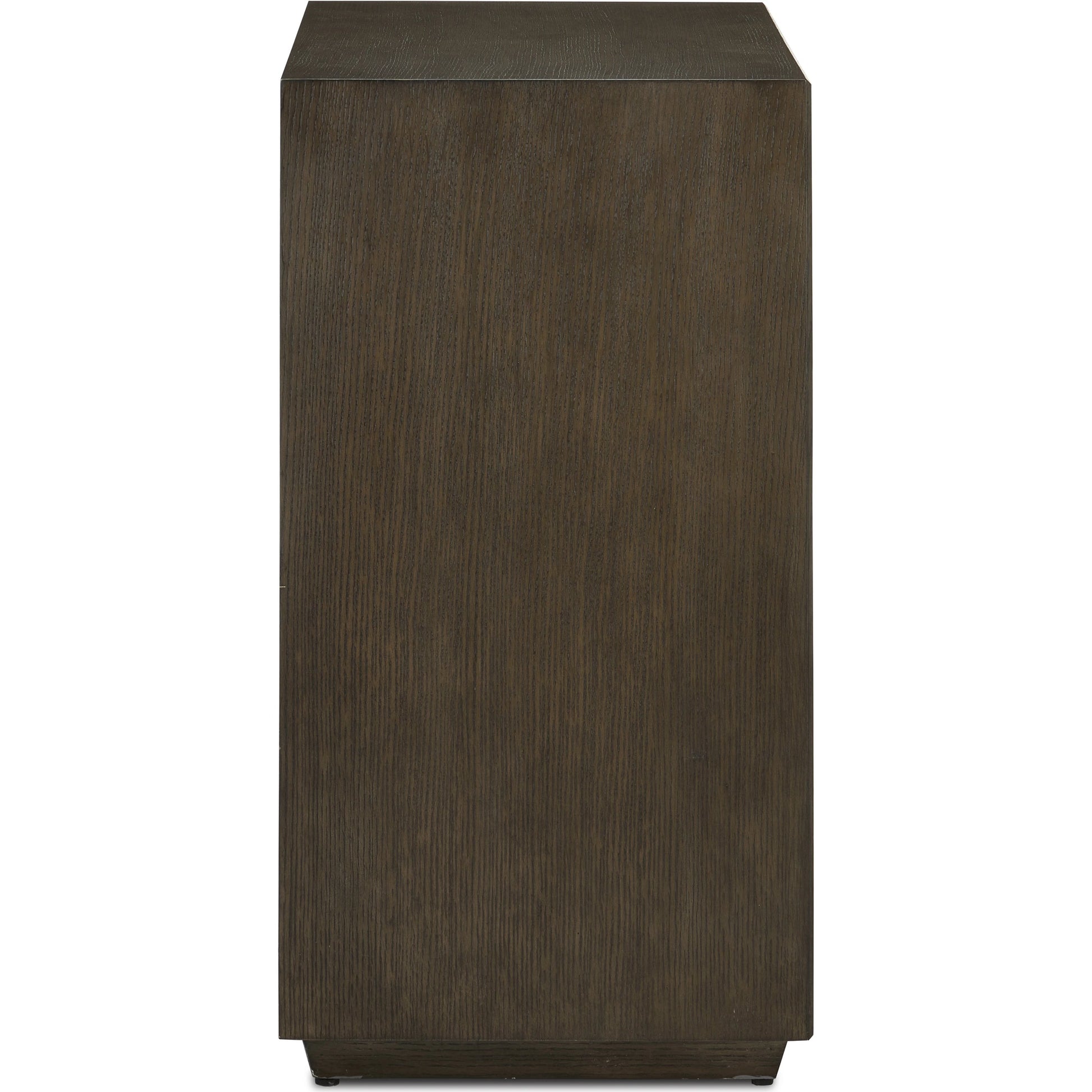 Kendall Chest by Currey and Company in dove gray, polished brass. Made from oak solids, veneers, brass in a transitional style.