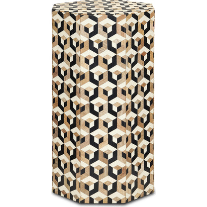 Geo Accent Table by Currey and Company in natural, white, black. Made from mango wood, bone, composite in a modern style.