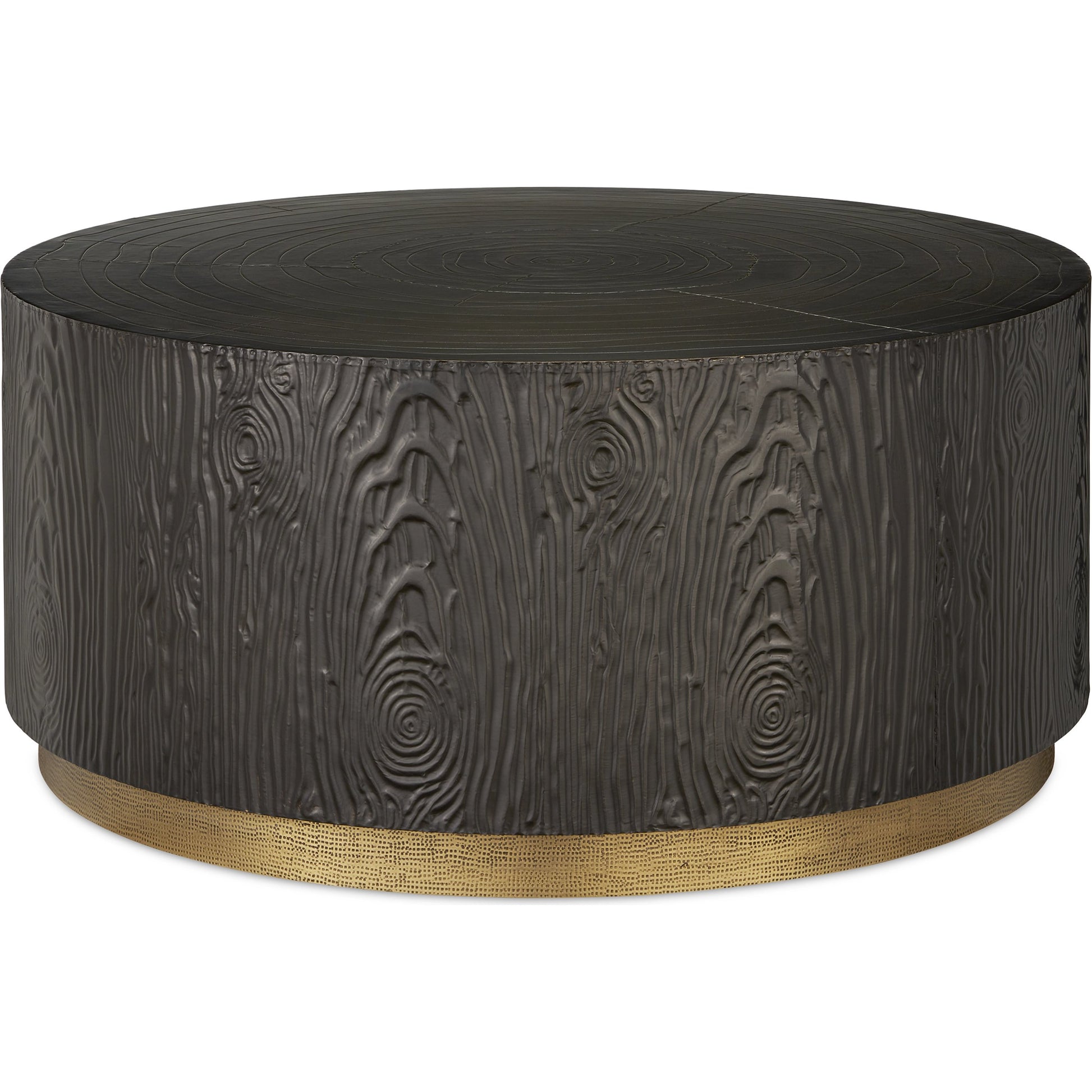 Terra Cocktail Table by Currey and Company in bronze, brass. Made from natural wood, brass in a modern style.