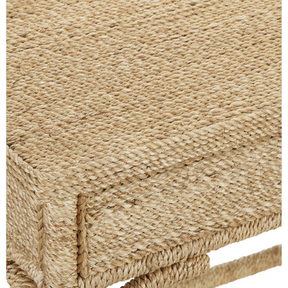 Olisa Rope Desk by Currey and Company in natural, brown carafe. Made from abaca rope, wood, wrought iron in a modern style.