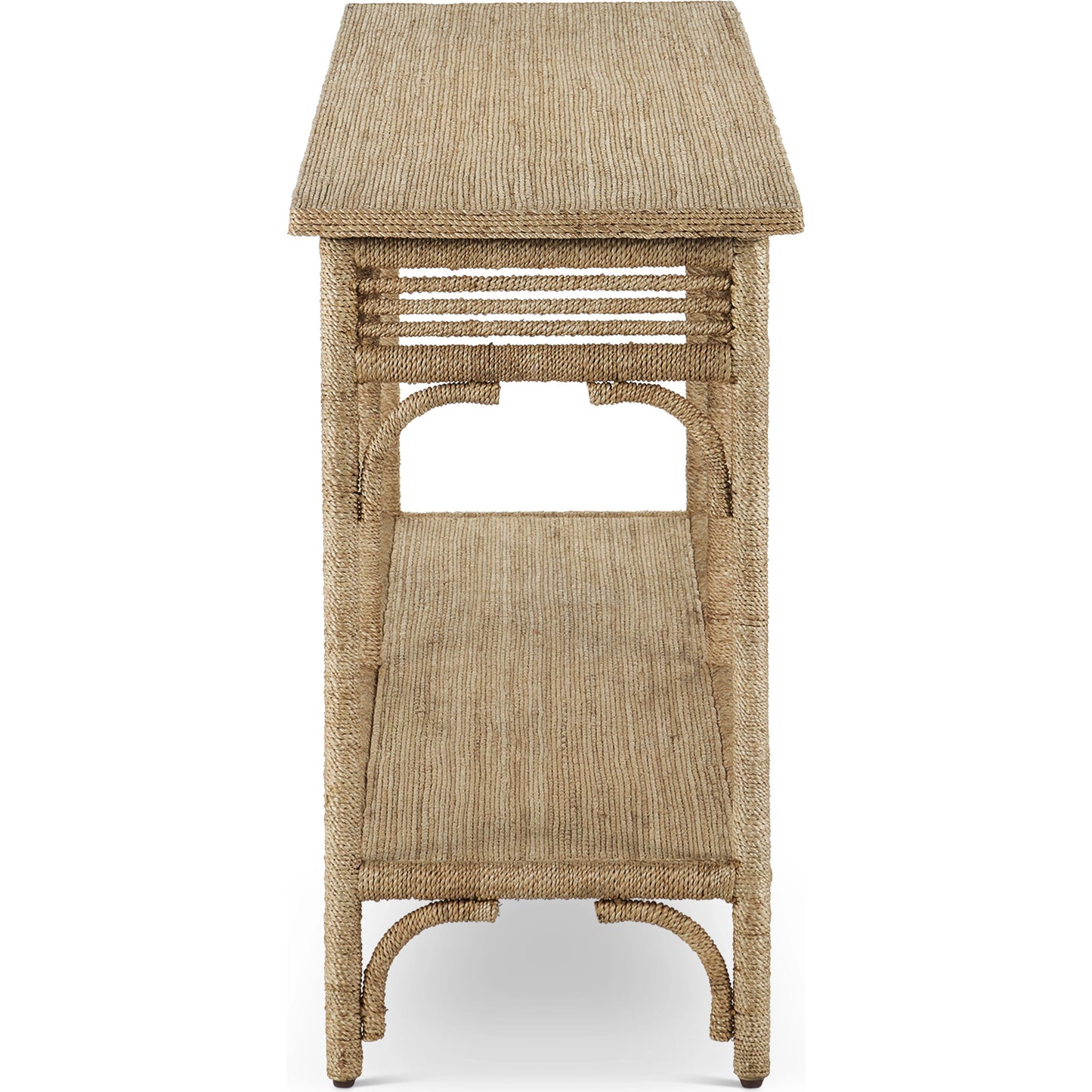 003 SI-2007829 | Additional Silo | Olisa Rope Console Table by Currey and Company in natural, brown carafe. Made from abaca rope, wood, iron in a modern style.