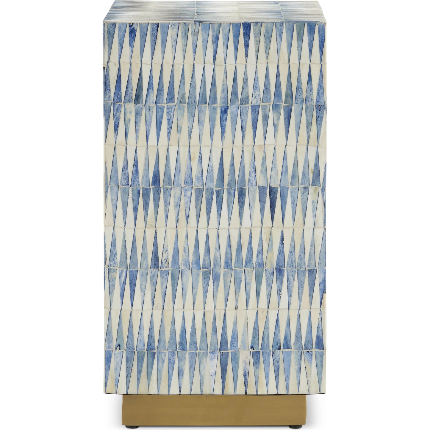 002 SI-2007821 | Additional Silo | Nadene Accent Table by Currey and Company in blue, white, brushed brass. Made from bone, brass in a coastal style.