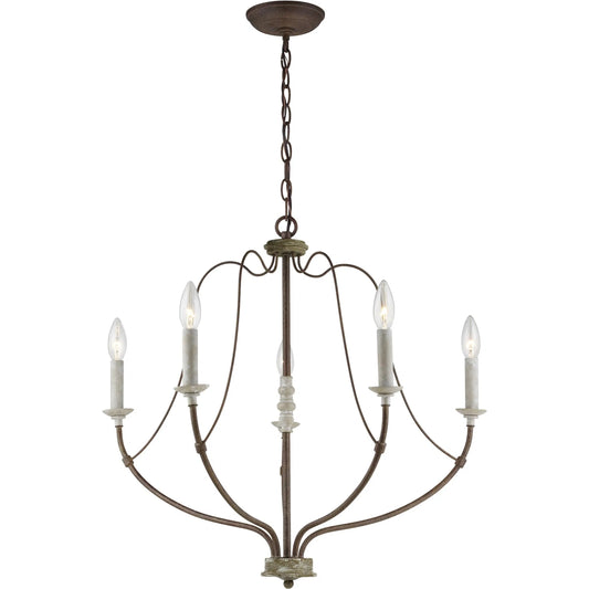 Nadia Five Light Chandelier by Visual Comfort & Co. in distressed white wood. Made from steel in a unique style.