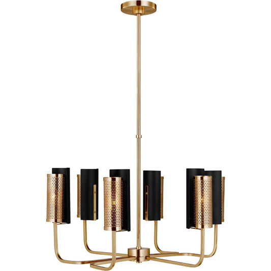 Cyd Six Light Chandelier by Visual Comfort & Co. in satin brass. Made from steel in a unique style.