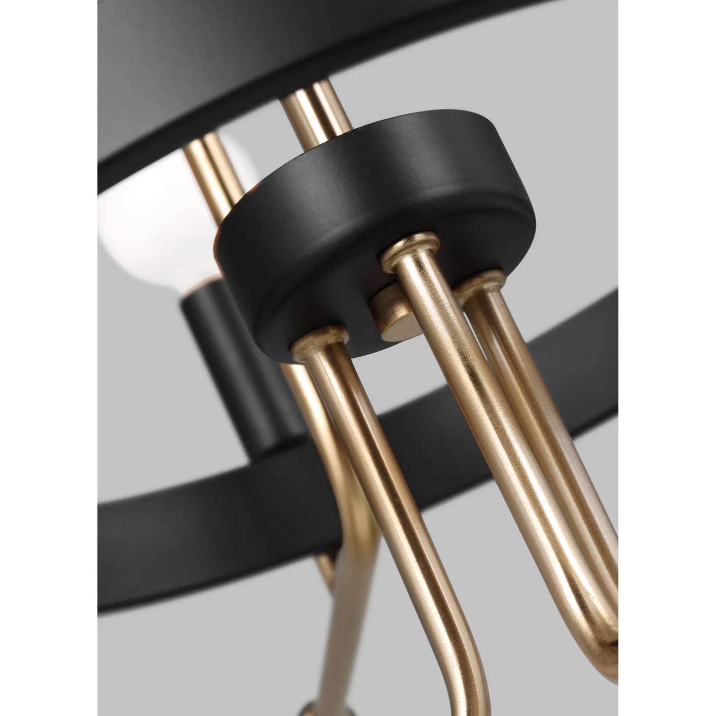 002 SI-2239144 | Closeup | Royce Nine Light Chandelier by Visual Comfort & Co. in satin brass. Made from steel in a modern style.