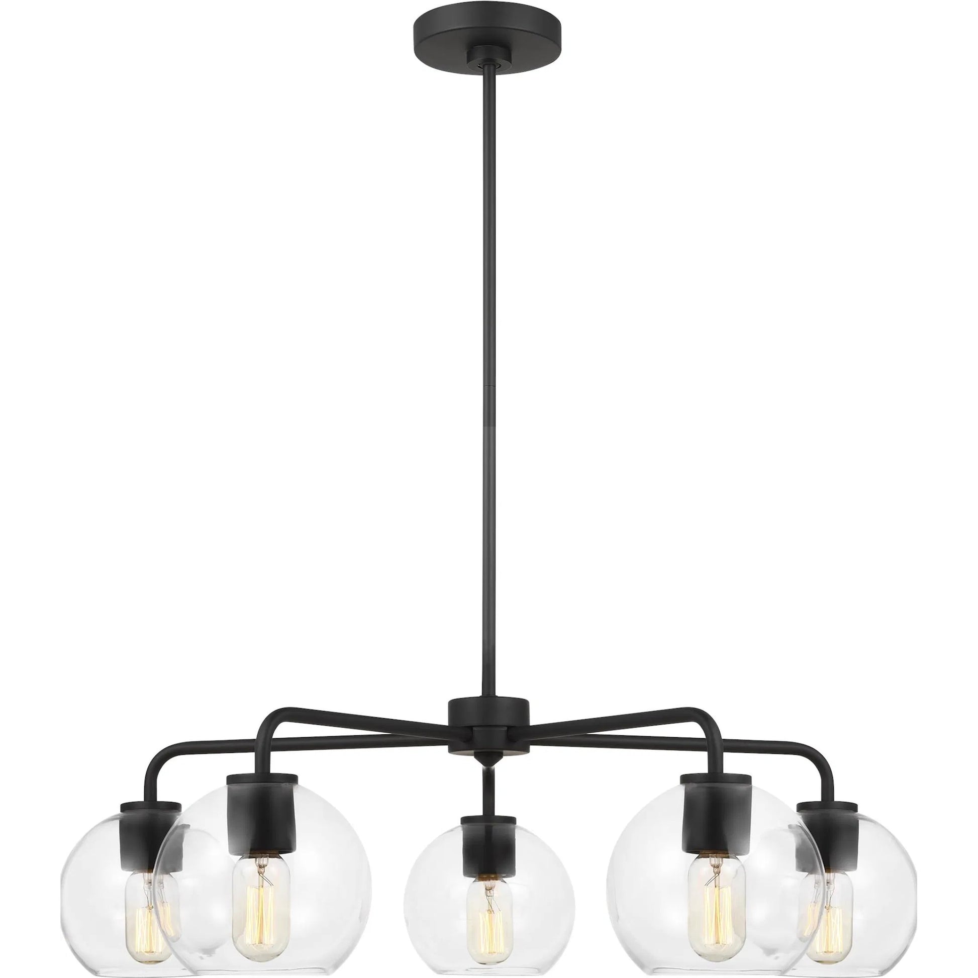 Orley Five Light Chandelier by Visual Comfort & Co. in midnight black. Made from steel in a transitional style.