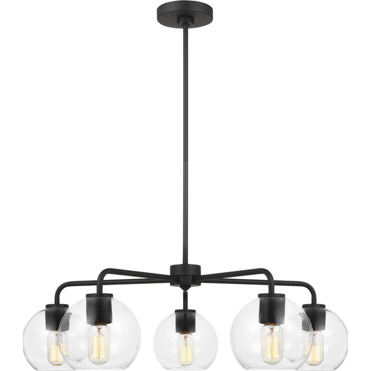 Orley Five Light Chandelier by Visual Comfort & Co. in midnight black. Made from steel in a unique style.