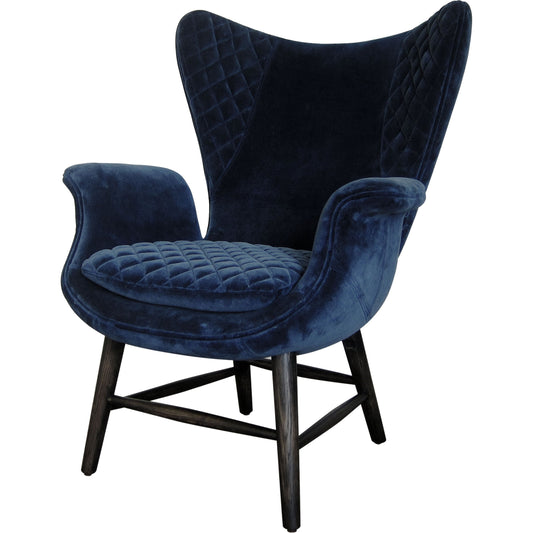 Wings Chair by Sarreid Ltd. in blue. Made from velvet, metal in a modern style.