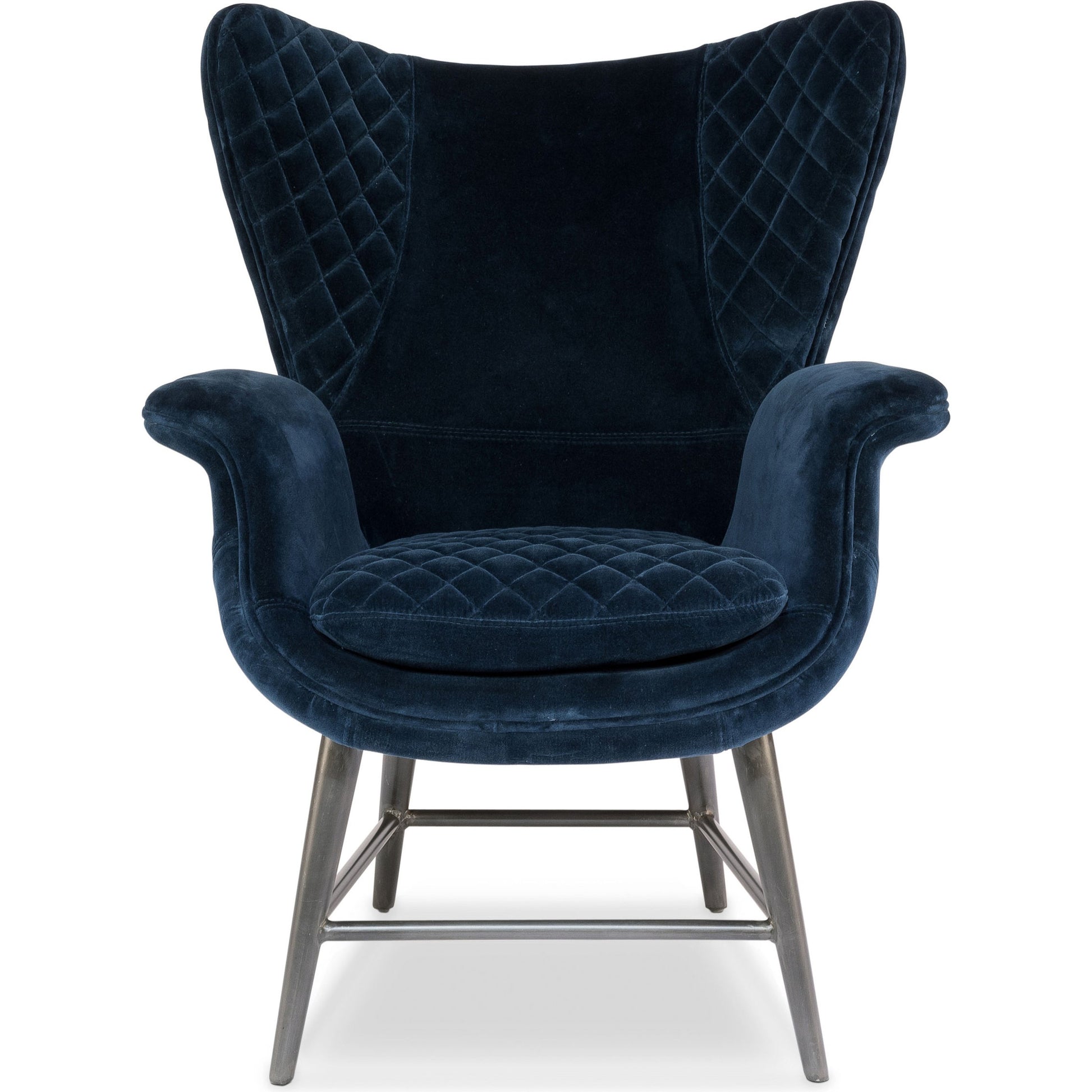 Wings Chair by Sarreid Ltd. in blue. Made from velvet, metal in a modern style.