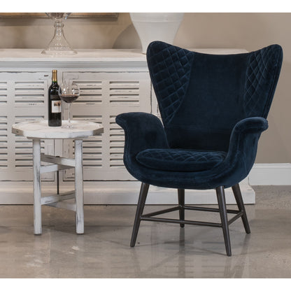 Wings Chair by Sarreid Ltd. in blue. Made from velvet, metal in a modern style.