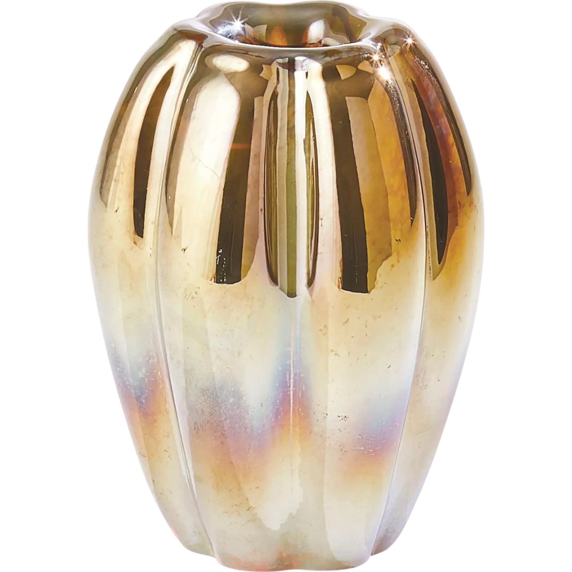 Ribbed Vase by Global Views in irys gelp. Made from art glass in a eclectic & global style.