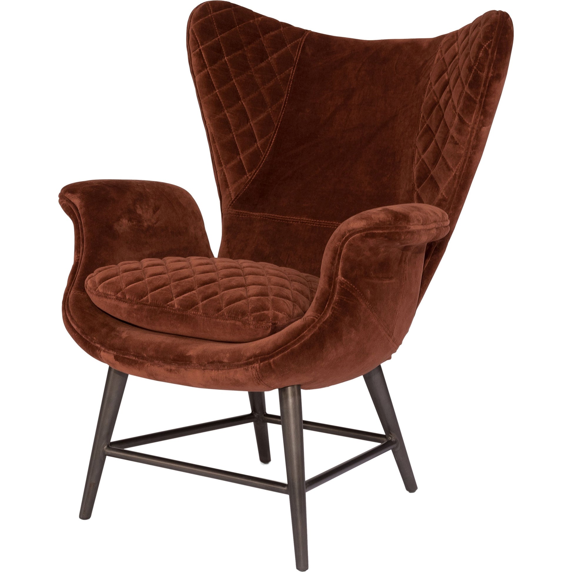 Wings Chair by Sarreid Ltd. in blue. Made from velvet, metal in a modern style.