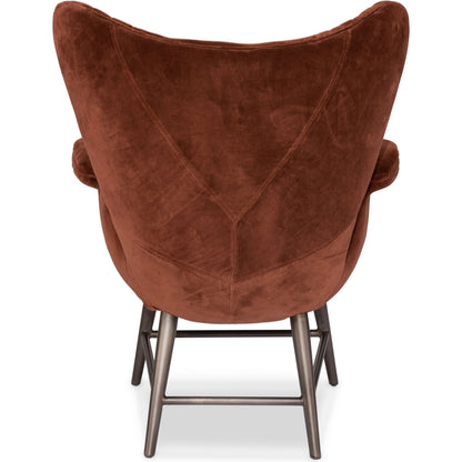 Wings Chair by Sarreid Ltd. in blue. Made from velvet, metal in a modern style.