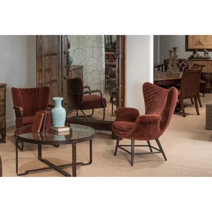 Wings Chair by Sarreid Ltd. in blue. Made from velvet, metal in a modern style.