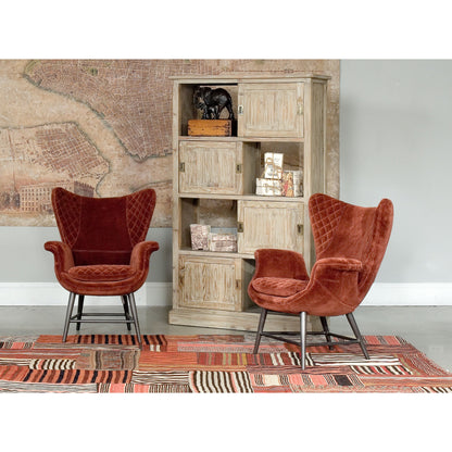 Wings Chair by Sarreid Ltd. in blue. Made from velvet, metal in a modern style.