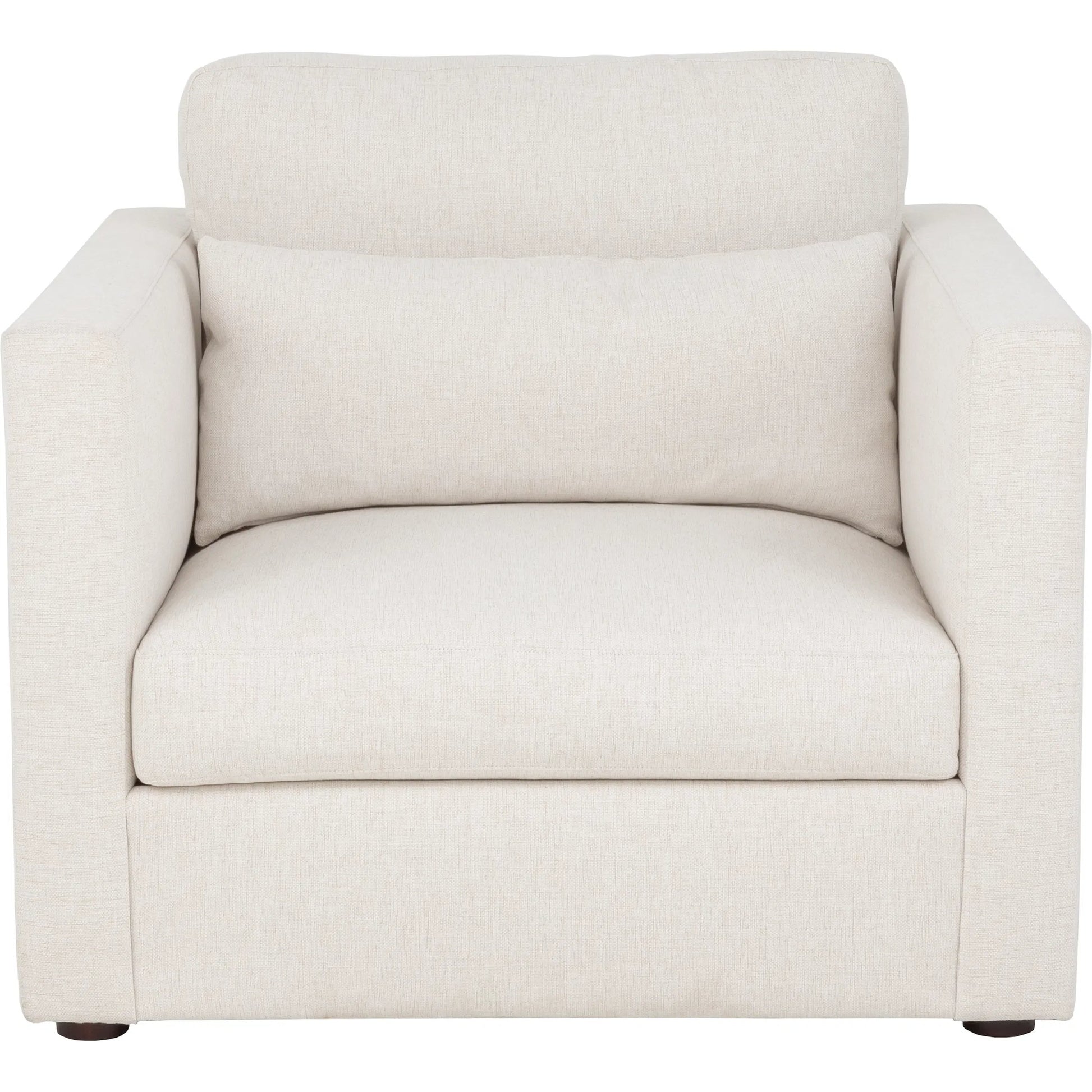 Banks Lounge Chair by Fairfield Chair in light grey and cream. Made from beech solids in a unique style.