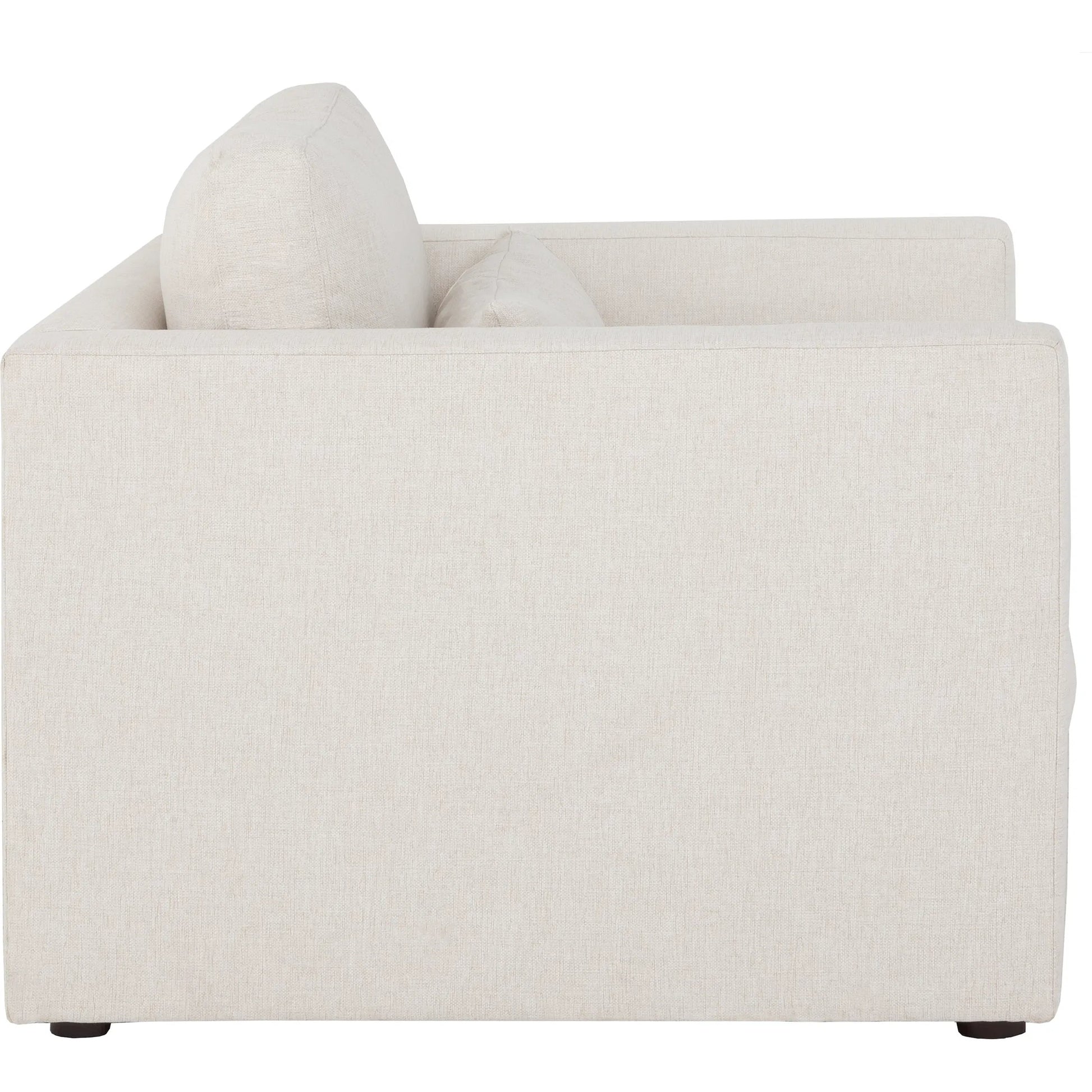 Banks Lounge Chair by Fairfield Chair in light grey and cream. Made from beech solids in a unique style.