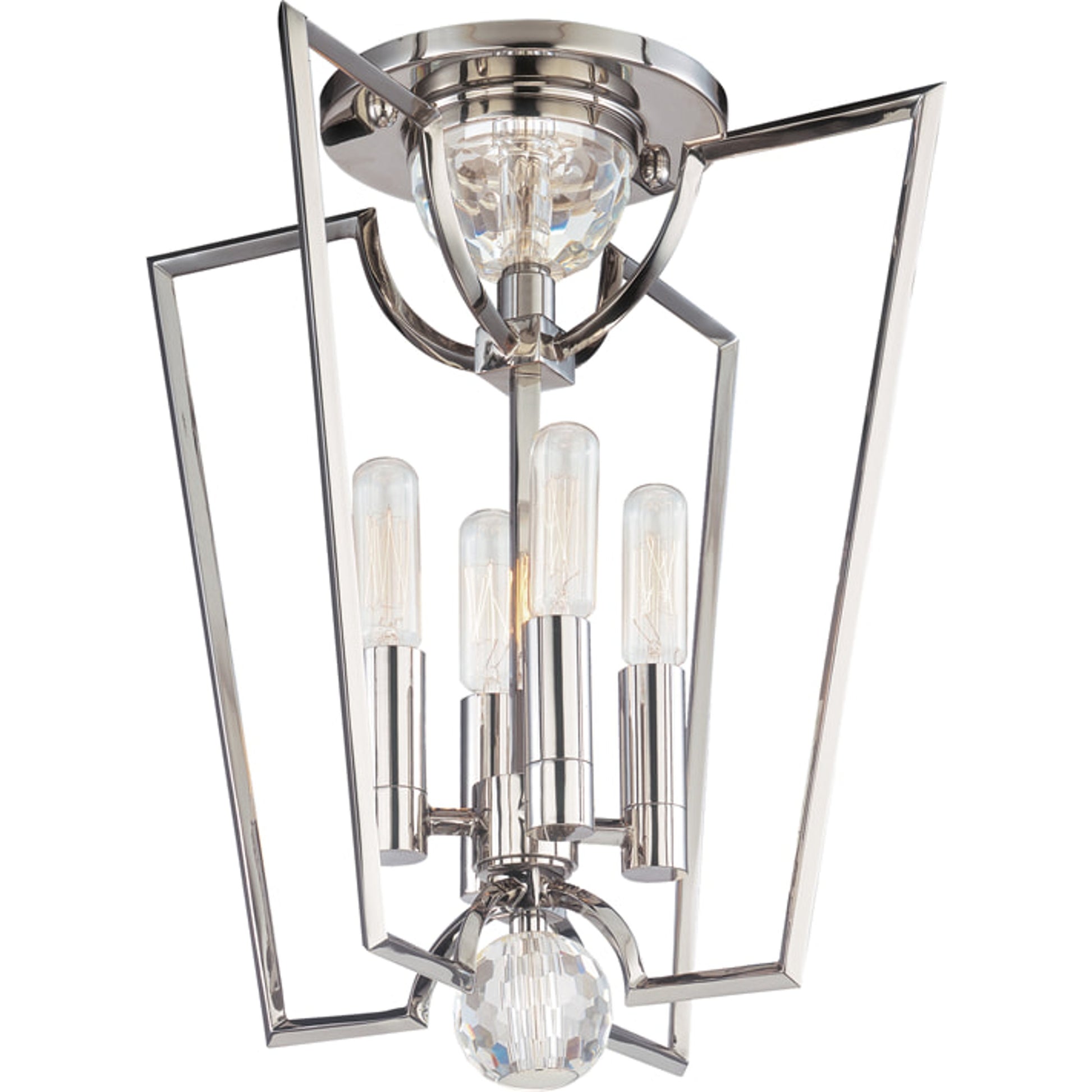 Waterloo Semi Flush by Hudson Valley in polished nickel. Made from steel in a modern style.
