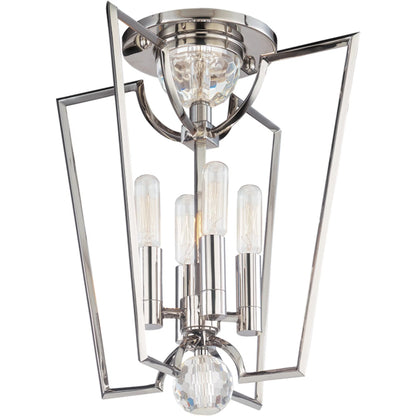 Waterloo Semi Flush by Hudson Valley in polished nickel. Made from steel in a modern style.