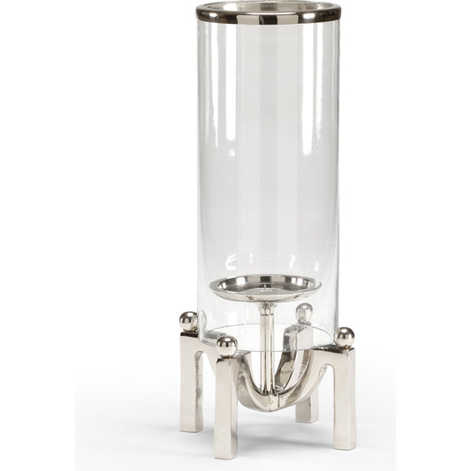 Quad Post Hurricane by Wildwood in silver. Made from metal, glass in a transitional style.