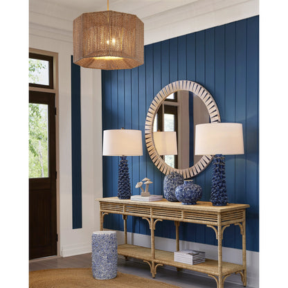 Mereworth Rope Chandelier by Currey and Company in beige, natural. Made from wrought iron, abaca rope in a coastal style.