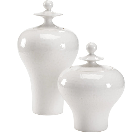 Ling Ling Vases by Wildwood in white. Made from porcelain in a transitional style.