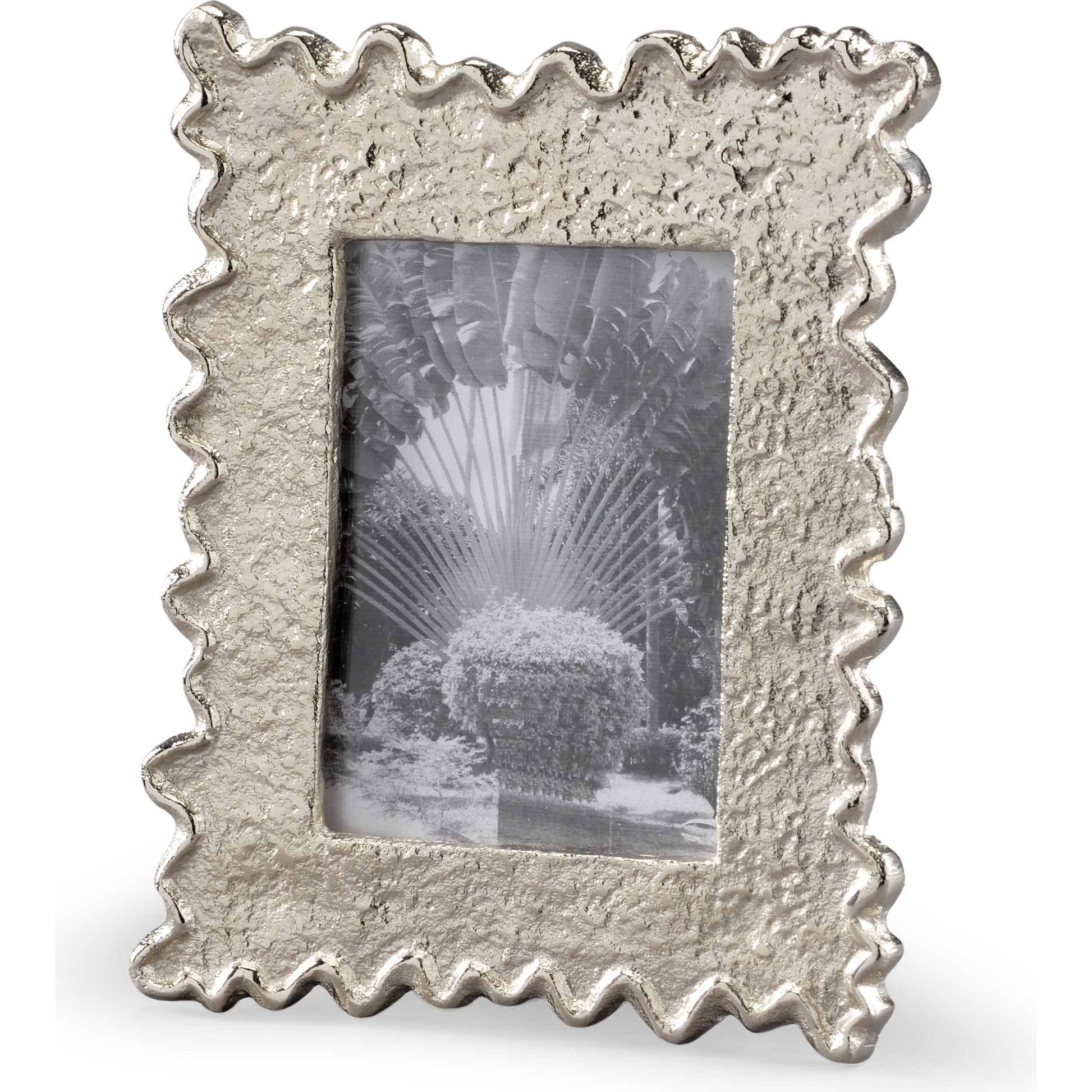 Squiggle Photo Frame by Wildwood in silver, clear. Made from cast aluminum in a modern style.