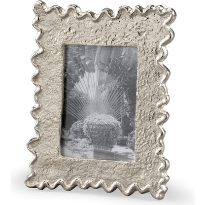 Squiggle Photo Frame by Wildwood in silver, clear. Made from cast aluminum in a modern style.
