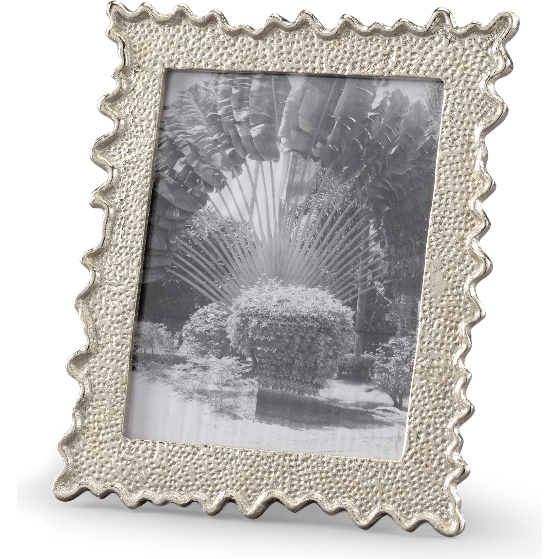 Squiggle Photo Frame by Wildwood in silver, clear. Made from cast aluminum in a modern style.