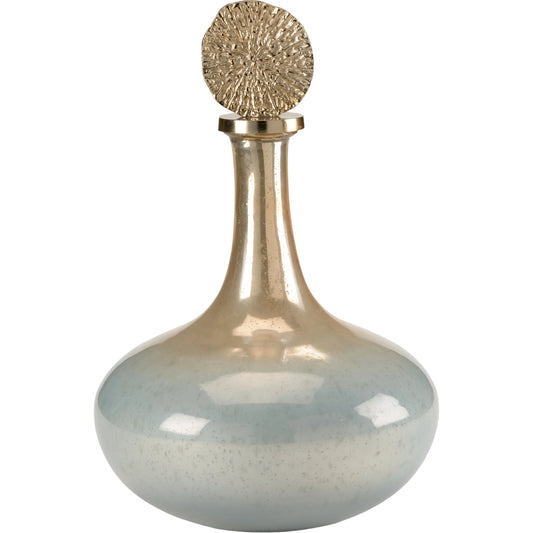 Helsinki Bottle by Wildwood in blue, silver, brown. Made from art glass in a traditional style.