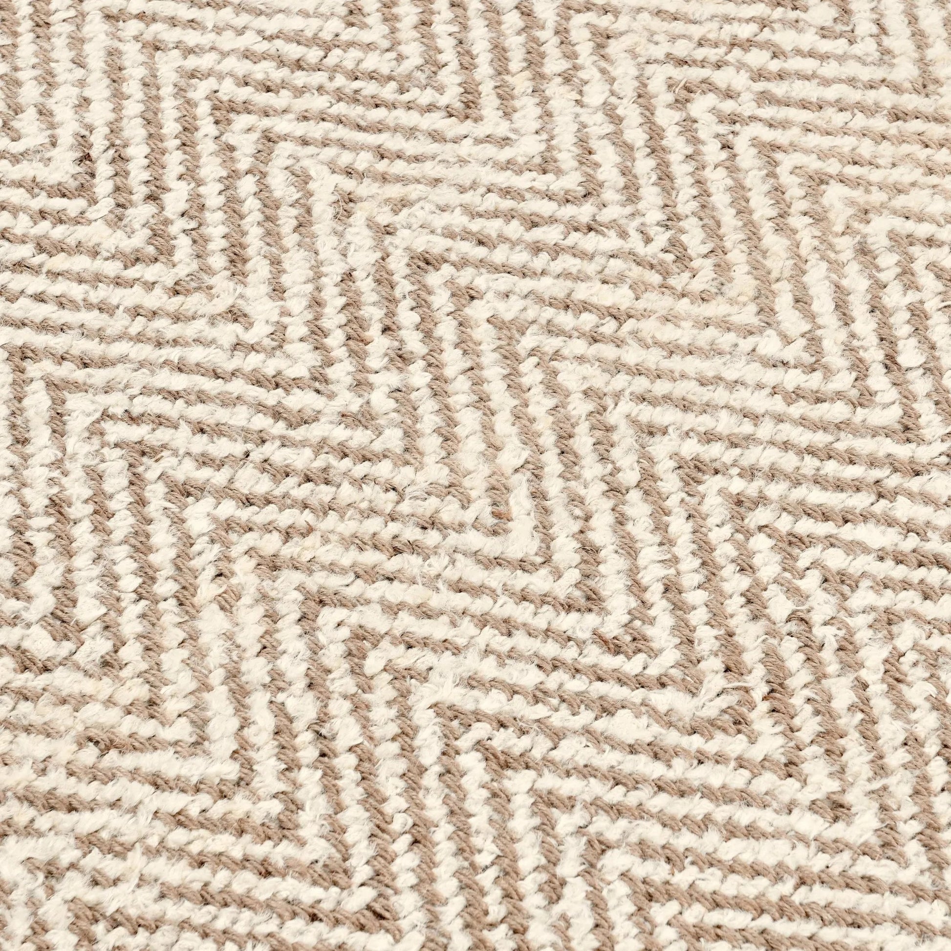 Herringbone Area Accent Rug by Villa by Classic Home in ivory. Made from 75% wool, 25% jute, cotton canvas backing for size 5x8, larger in a unique style.