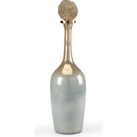 Helsinki Bottle by Wildwood in blue, silver, brown. Made from art glass in a traditional style.