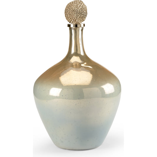 Helsinki Bottle by Wildwood in blue, silver, brown. Made from art glass in a traditional style.