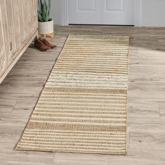 Pego Jute Accent Rug by Villa by Classic Home in natural, multi. Made from 50% jute, 40% wool, 10% cotton in a unique style.