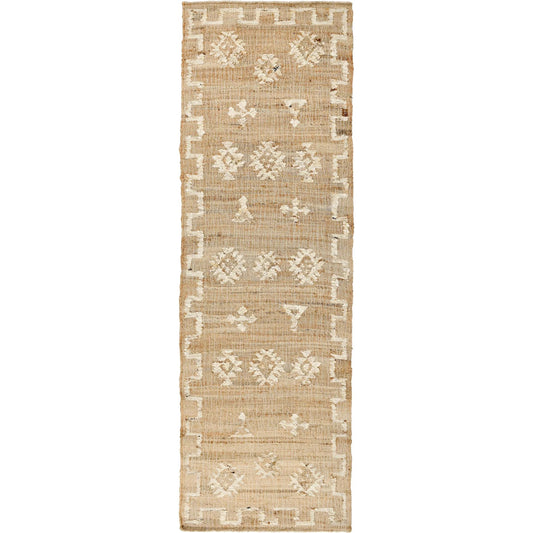 Reposa Accent Rug by Villa by Classic Home in natural, ivory. Made from 50% jute, 40% wool, 10% cotton in a unique style.