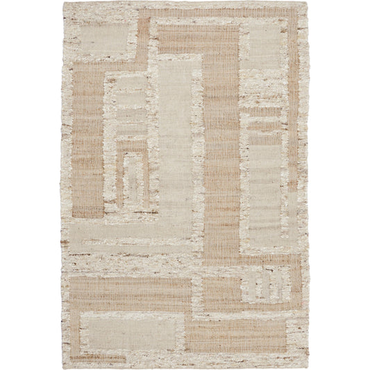 Muda Wool Blend Area Rug by Villa by Classic Home in natural, ivory. Made from 50% jute, 40% wool, 10% cotton in a unique style.
