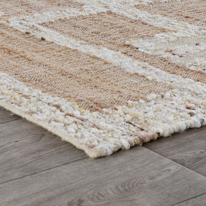 Muda Wool Blend Area Rug by Villa by Classic Home in natural, ivory. Made from 50% jute, 40% wool, 10% cotton in a unique style.