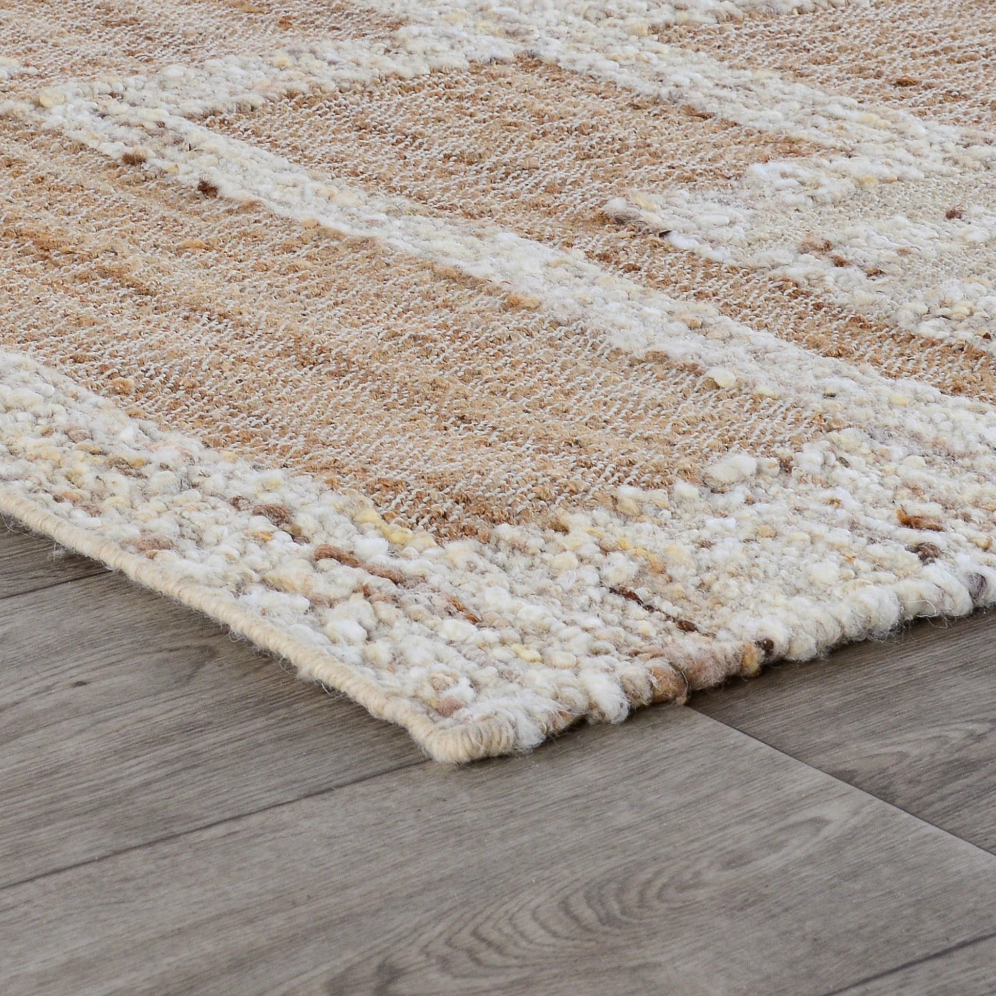 Muda Wool Blend Area Rug by Villa by Classic Home in natural, ivory. Made from 50% jute, 40% wool, 10% cotton in a unique style.