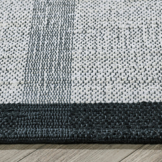 Kochi Jute Blend Striped Area Rug by Villa by Classic Home in ivory, black. Made from 70% jute, 30% cotton in a unique style.