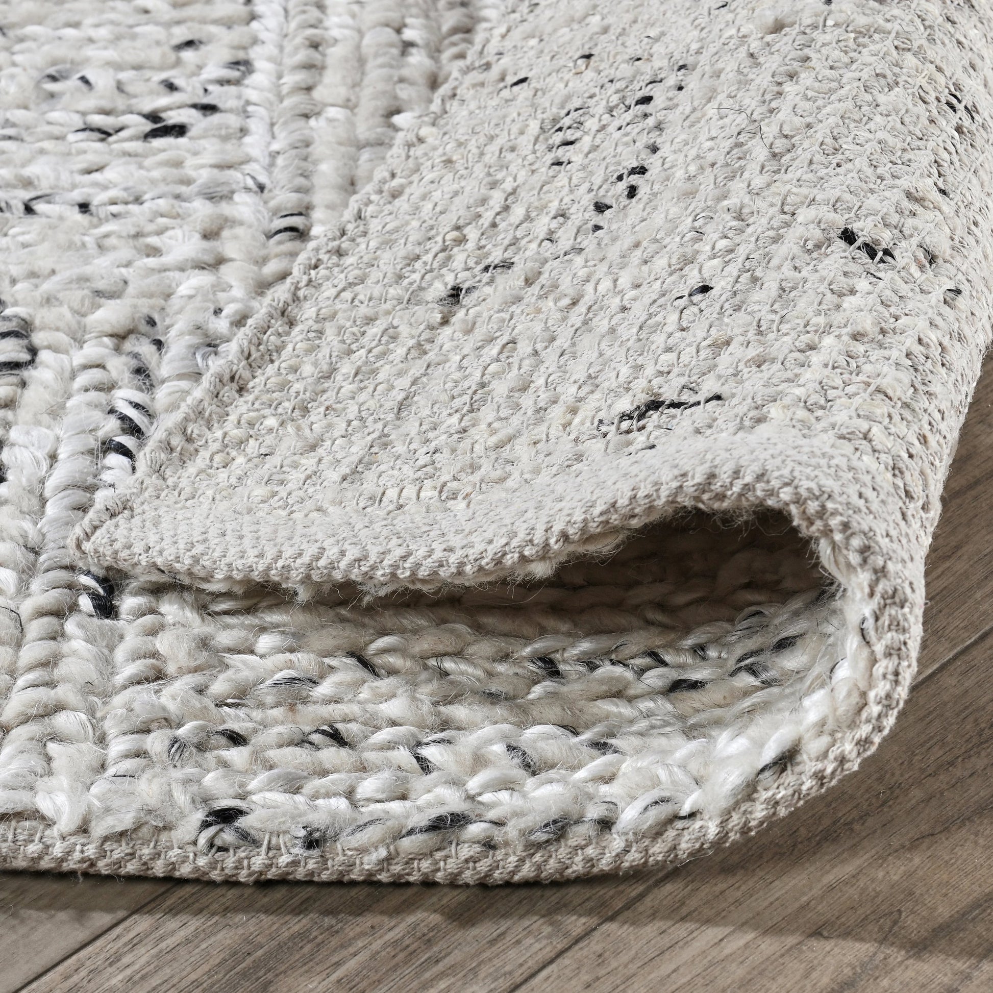Sosa Abstract Wool Blend Area Rug by Villa by Classic Home in ivory, black. Made from 60% wool, 25% jute, 15% cotton in a unique style.