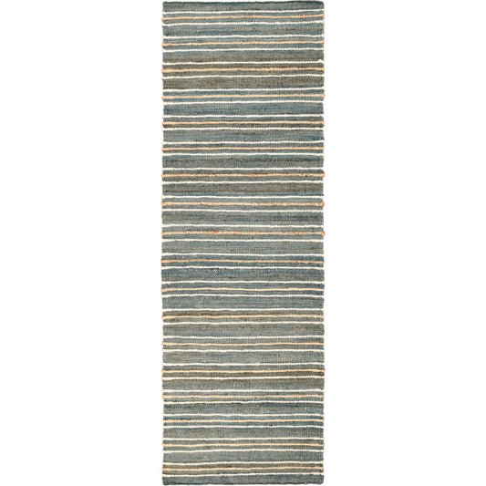 Del Mar Jute Accent Rug Runner by Villa by Classic Home in aqua blue, multi. Made from 90% jute, 10% cotton in a unique style.