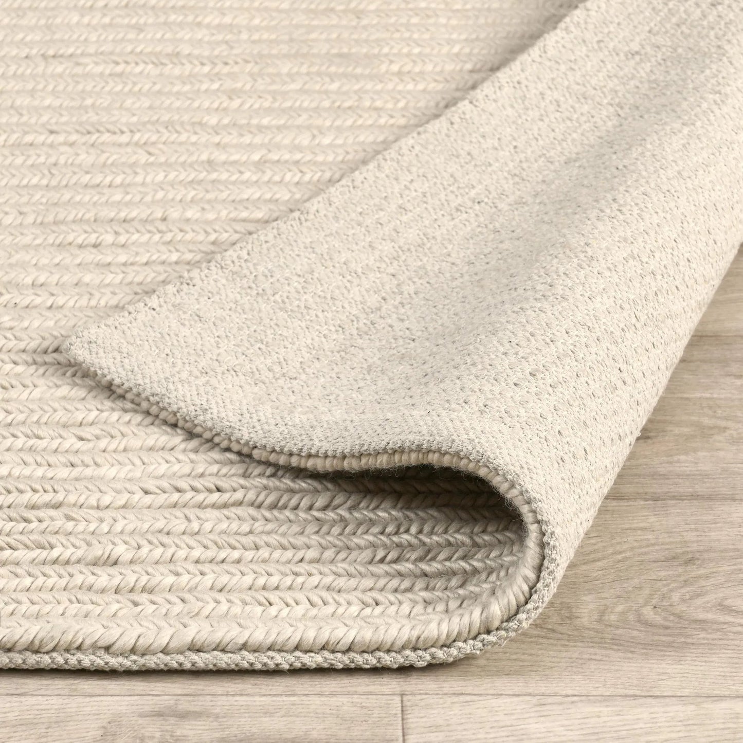 006 SI-2243164 | Closeup | Dawson Wool Blend Fabric Handwoven Accent Area Rug by Villa by Classic Home in beige. Made from 65% polyester, 35% wool in a unique style.