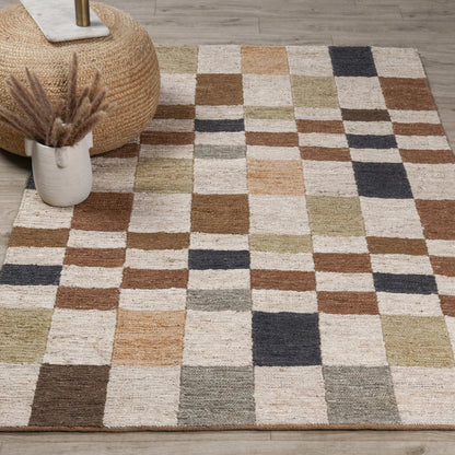 Soumak Jute Checkered Multi-Color Rug by Villa by Classic Home in multi-color. Made from 100% jute in a unique style.