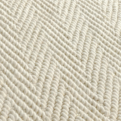 Herringbone Wool Blend Ivory Rug by Villa by Classic Home in ivory. Made from unique in a unique style.