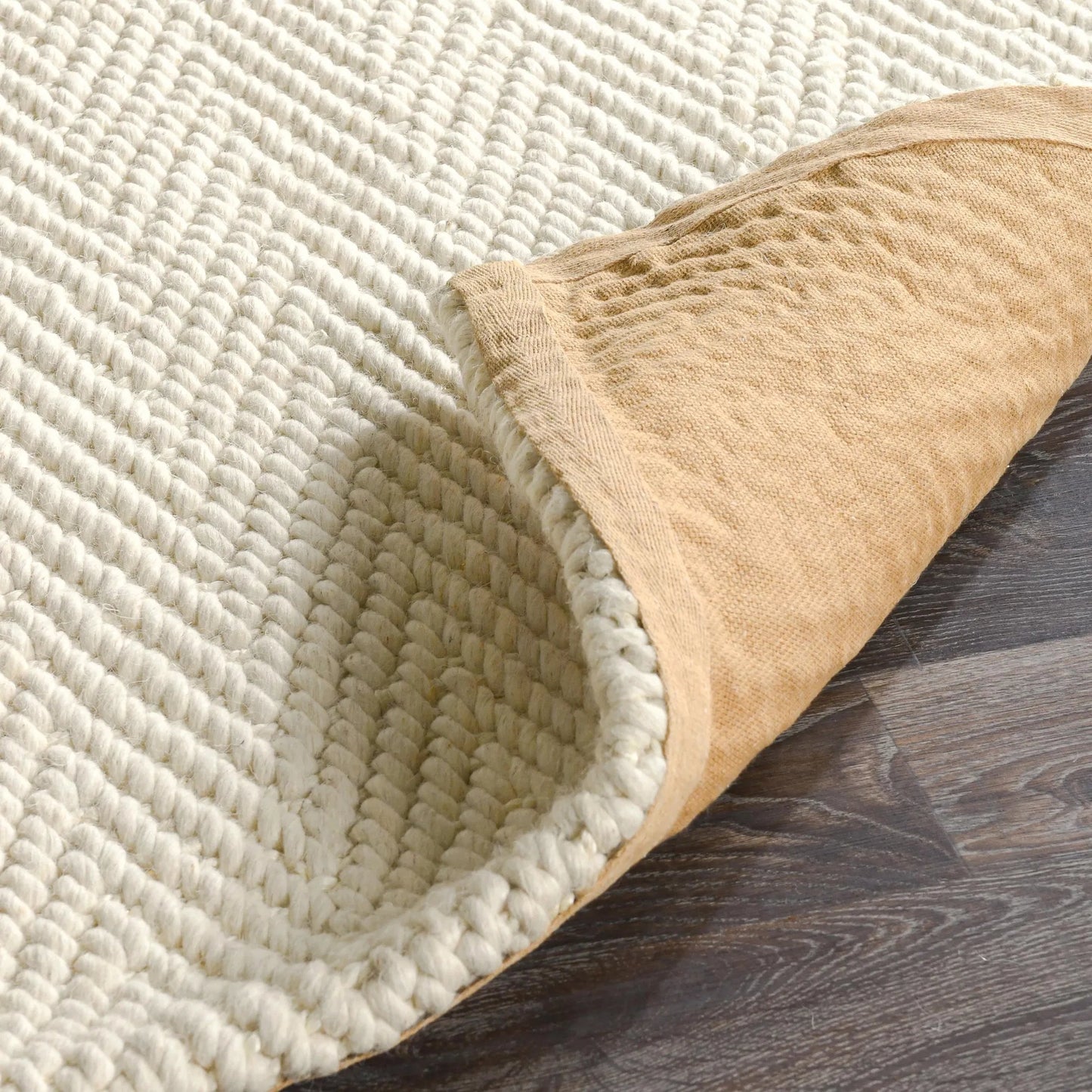 009 SI-2256272 | Closeup | Herringbone Wool Blend Ivory Rug by Villa by Classic Home in ivory. Made from unique in a unique style.