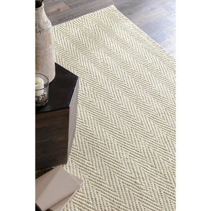 Herringbone Wool Blend Ivory Rug by Villa by Classic Home in ivory. Made from unique in a unique style.