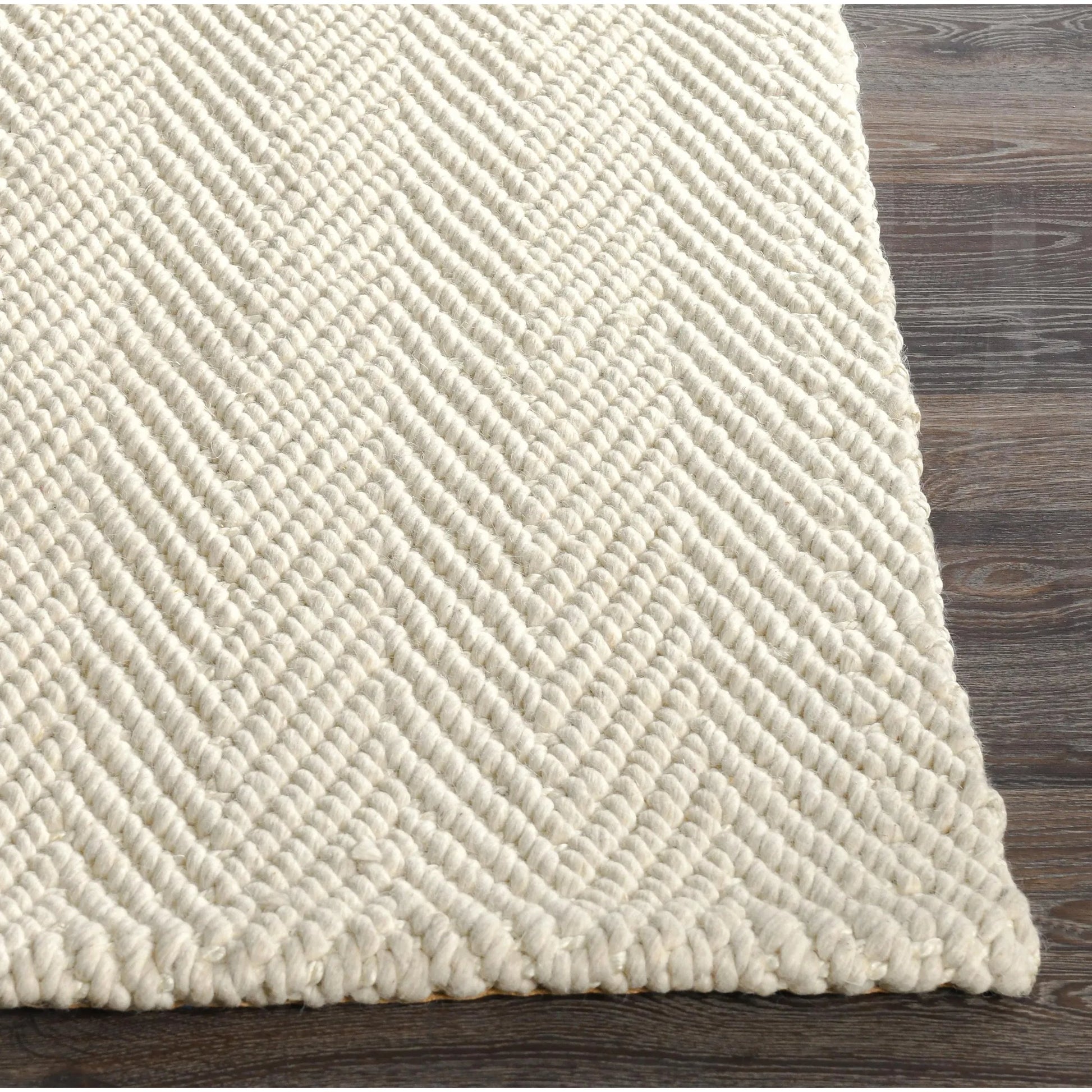 Herringbone Wool Blend Ivory Rug by Villa by Classic Home in ivory. Made from unique in a unique style.