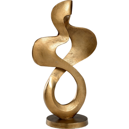 Swirl Sculpture by Wildwood in gold. Made from cast aluminum in a modern style.