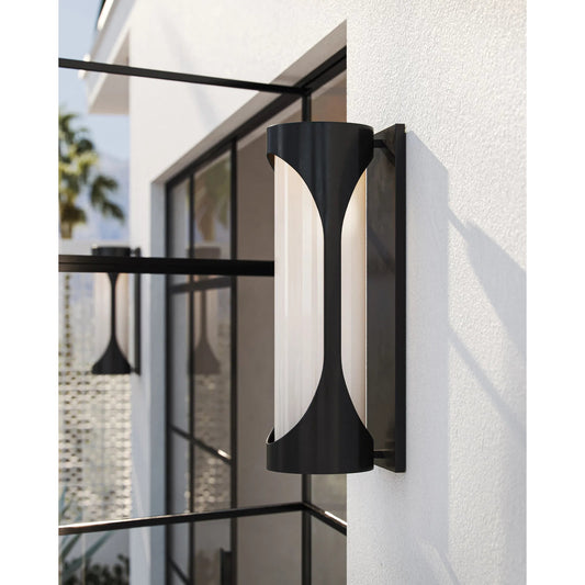 Swale Outdoor Wall Sconce by Currey and Company in black, white. Made from metal, glass in a unique style.